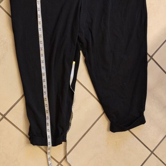 Eileen Fisher Black Cap Sleeve Zip Front Ponte Lantern Jumpsuit Size L - Picture 9 of 10